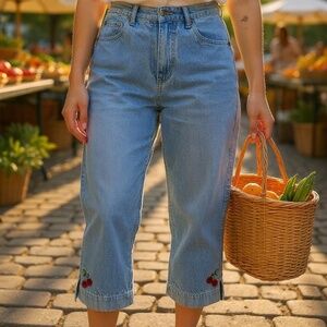CHRISTOPHER & BANKS Capri Denim Jeans Cherry Y2K Vintage Preppy Light Wash 6